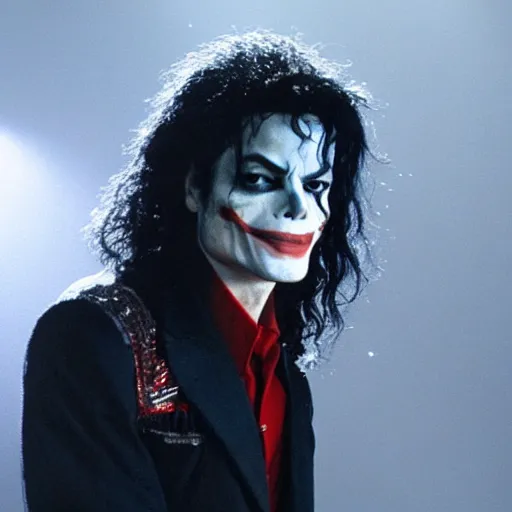 Image similar to awe inspiring Michael Jackson playing The Joker 8k hdr movie still dynamic lighting