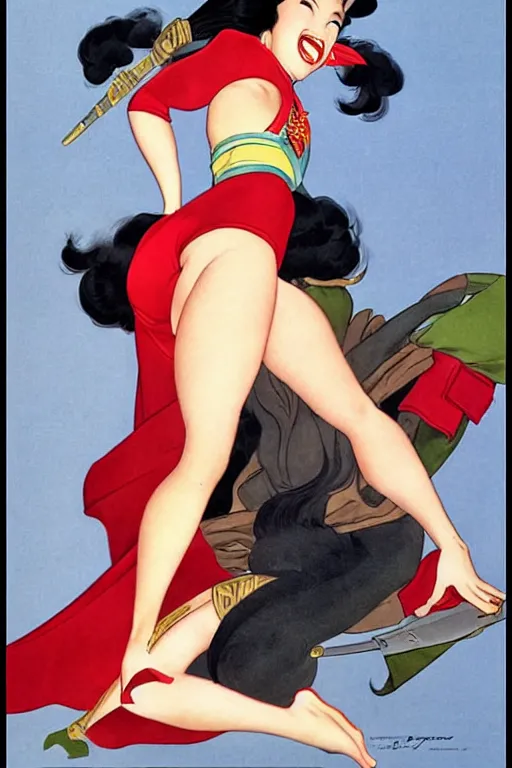 Image similar to mulan full body portrait by alberto vargas and gil elvgren