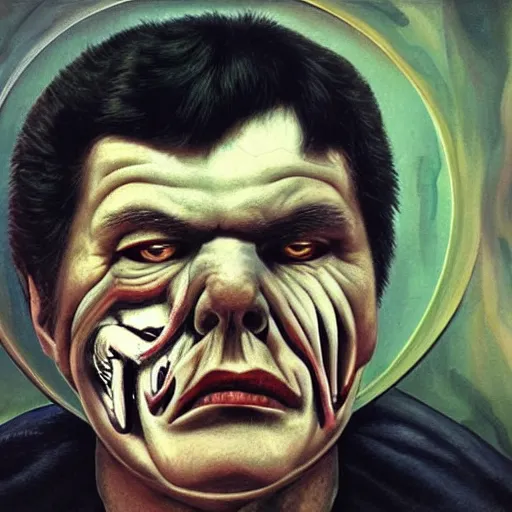 Image similar to bodyhorror portrait by h. r. giger of boris yefimovich nemtsov who became a degraded abomination, photo - realistic, color image, 2 k, highly detailed