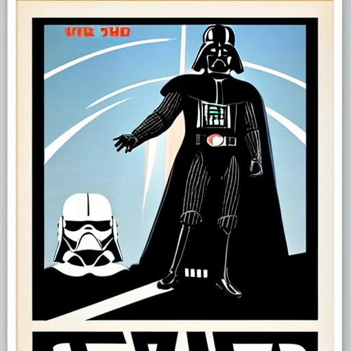 Prompt: darth vader! in a soviet! space propaganda poster