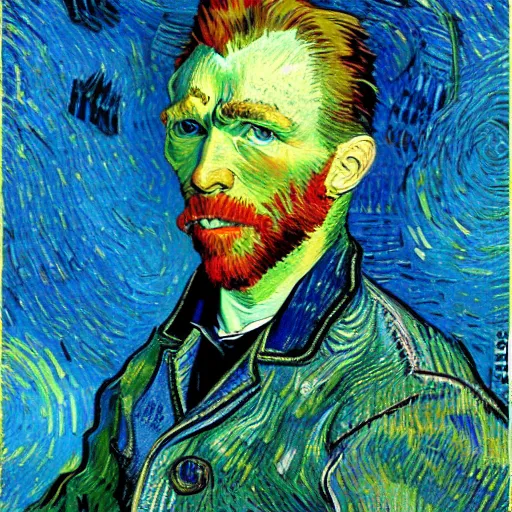 Image similar to giga chad portrait, van gogh style