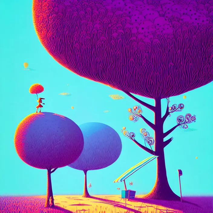 Image similar to ( ( ( gediminas pranckevicius ) ) ), under bo tree, summer morning, very coherent and colorful high contrast art by james gilleard floralpunk screen printing woodblock, dark shadows, pastel color, hard lighting