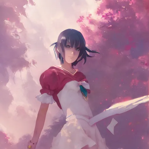 Image similar to magical girl, modeling, gapmoe, trending on pixiv fanbox, painted by greg rutkowski, makoto shinkai, takashi takeuchi, studio ghibli, akihiko yoshida