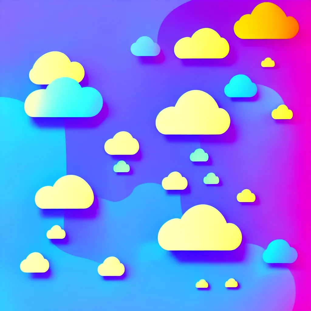 Image similar to a simple micro-service deployed to a public cloud, security, attack vector, trending on Artstation, painting by Jules Julien, Leslie David and Lisa Frank, muted colors with minimalism