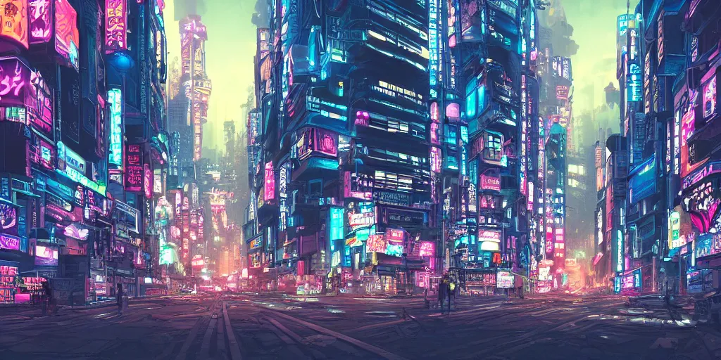 Prompt: Cyberpunk neon city in Japan, evening, detailed matte painting, cinematic, Moebius, Artstation
