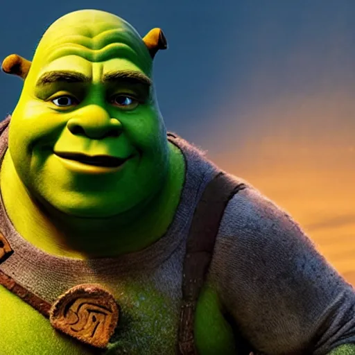 Prompt: movie still of shrek in Star Wars