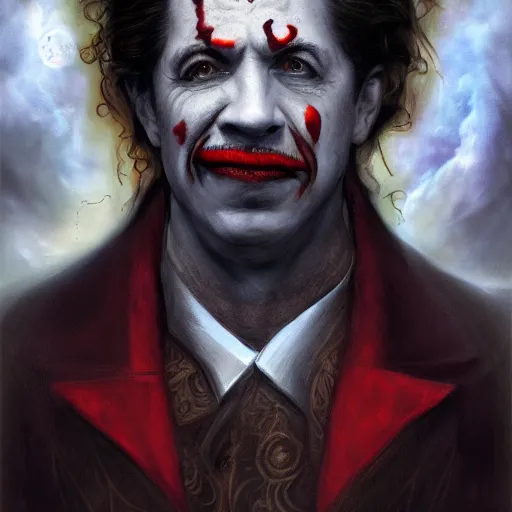 Prompt: ron desantis as mephistopheles, cosmic horror painting, elegant intricate digital painting artstation concept art by mark brooks and brad kunkle extreme detail 4 k