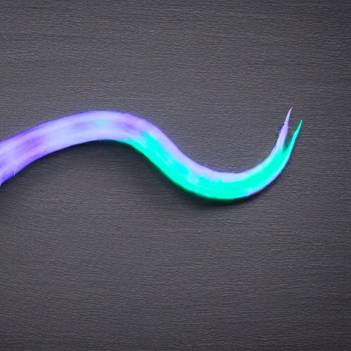 Image similar to studio photograph of a matte dark gray worm with a neon blue head and tail