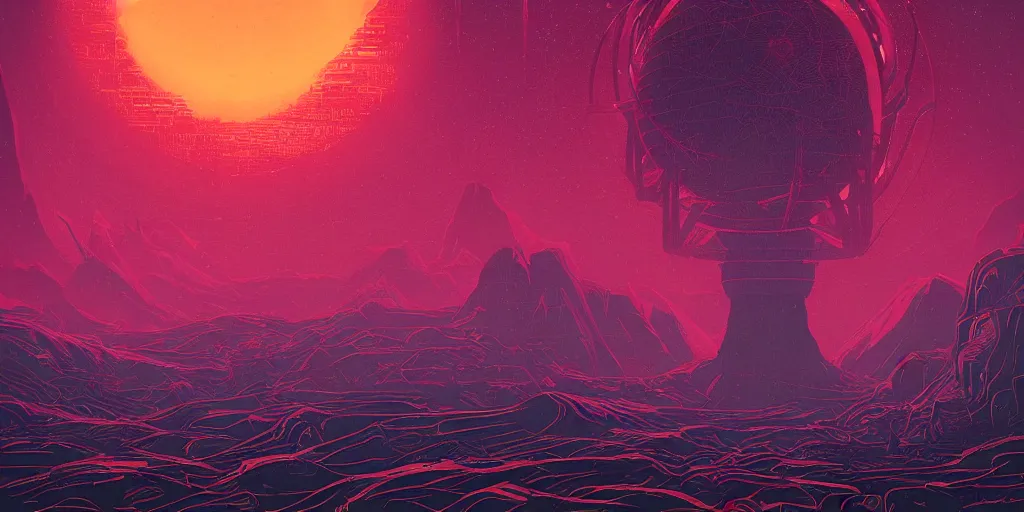 Image similar to a lovecraftian cinematic isograph print of a aetherpunk planet by alena aenami in the style of art - deco art, very, very aesthetic