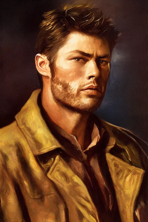 Prompt: a ultradetailed portrait of dean winchester as an old west gunfighter, masterpiece, 8 k, art by rembrant and albert bierstadt
