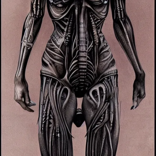 Image similar to a perfect female body, extremely detailed, photorealistic, h. r. giger