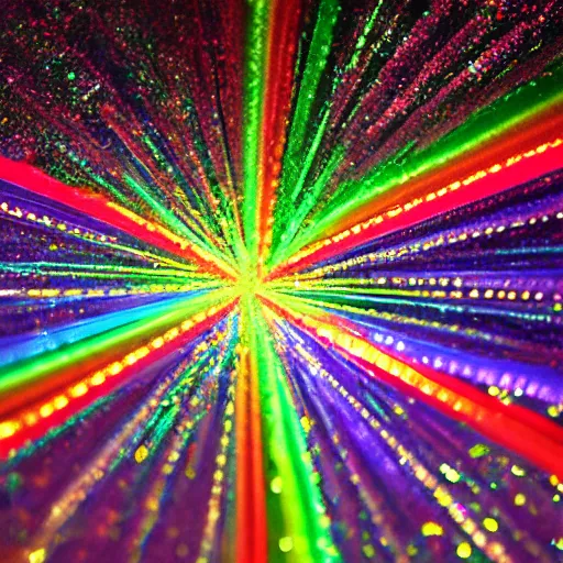 Image similar to Glowing Metallic Glitter Rainbow Light Reflecting Technological Machine Nightmare