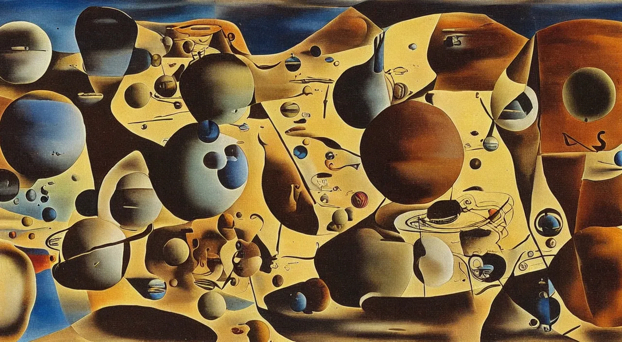 Image similar to clock shaped planets in a pan, salvador dali