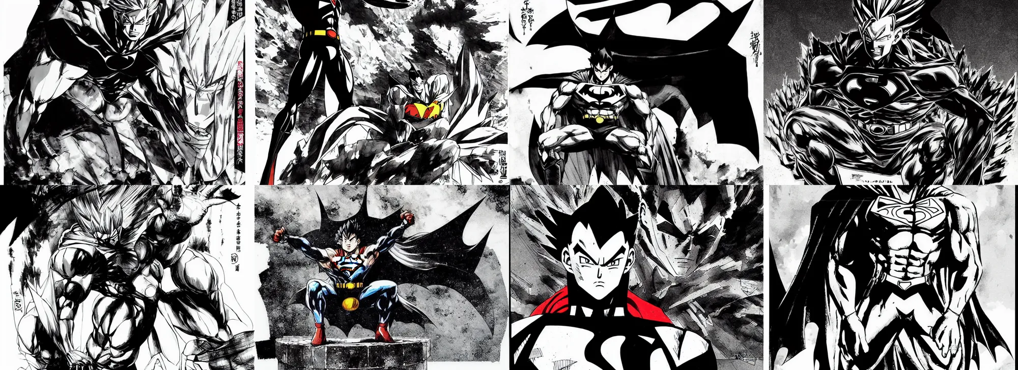 a manga illustration of a superman batman hybrid, with | Stable ...