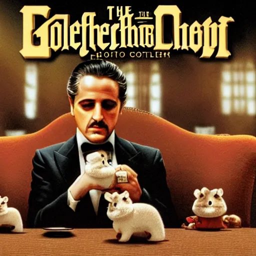 Image similar to the godfather movie with calico critters