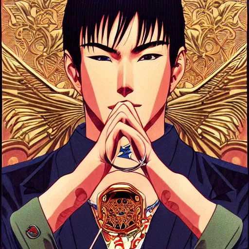 Prompt: Onizuka from GTO illustration, medium shot, intricate, elegant, highly detailed, digital art, ffffound, art by JC Leyendecker and sachin teng