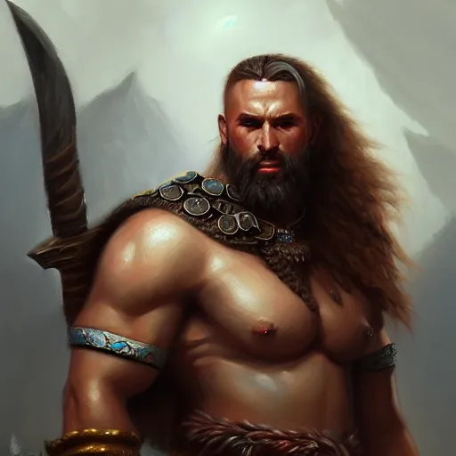 Image similar to a _ fantasy _ style _ portrait _ painting _ of barbarian oil _ painting _ unreal _ 5 _ daz. _ rpg _ portrait _ extremely _ detailed _ artgerm _ greg _ rutkowski _ greg