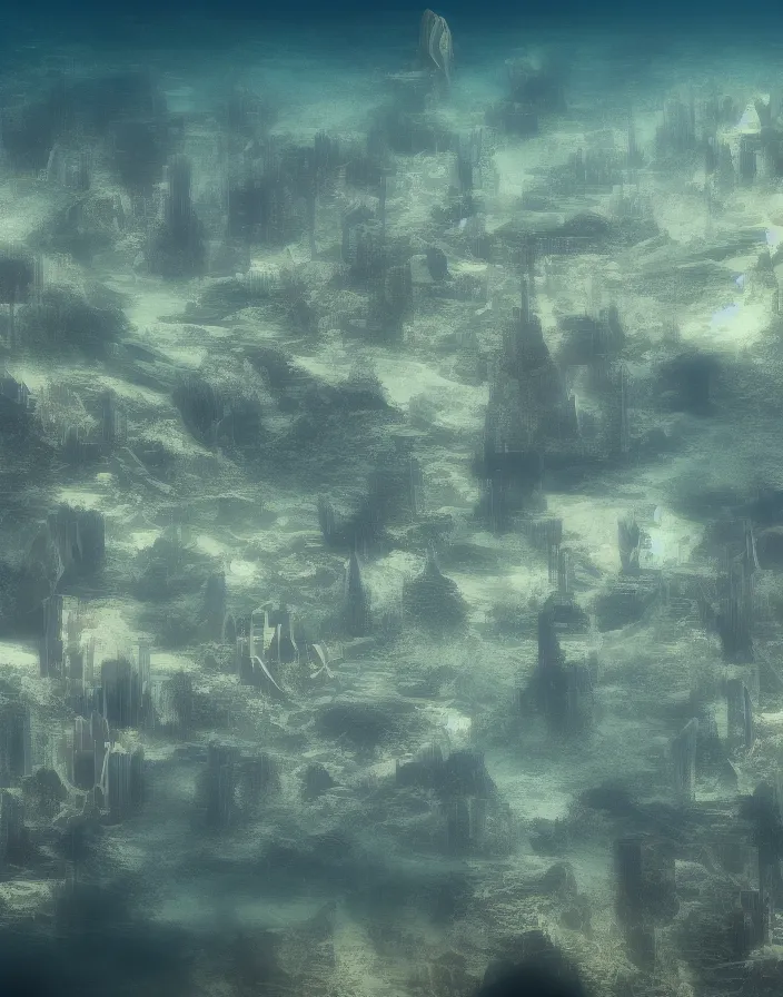 Image similar to landscape underwater utopian city on the ocean floor, 8k, hyper realism.