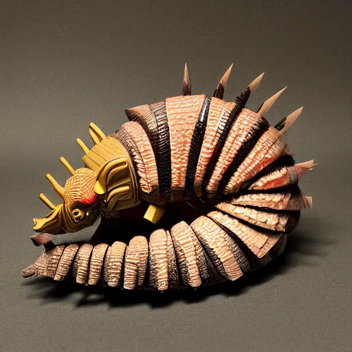 Image similar to Shogun armadillo in the style of Tenshō Shūbun