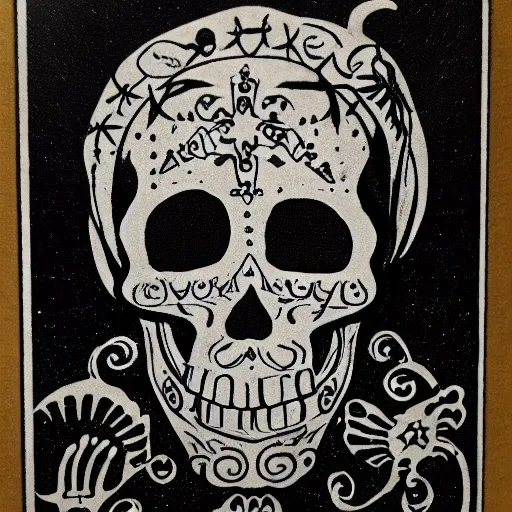 Image similar to haunted, skull, day of the dead, fortune teller, tarot, ouija