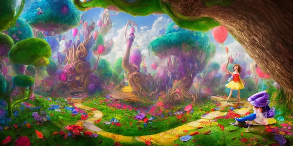 Prompt: Alice in Wonderland, falling down the rabbit hole, colorful, wide angle, super highly detailed, professional digital painting, artstation, concept art, smooth, sharp focus, no blur, no dof, extreme illustration, Unreal Engine 5, Photorealism, HD quality, 8k resolution, cinema 4d, 3D, beautiful, cinematic, art by artgerm and greg rutkowski and alphonse mucha and loish and WLOP