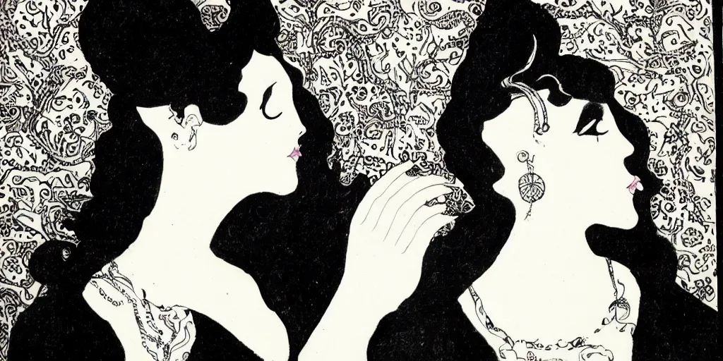 Image similar to an ear in the style of aubrey beardsley