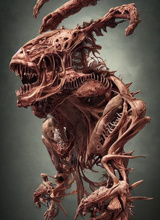 Image similar to monster anatomy, ross tran, anatomical, highly detailed sculpture, intricate detailed, ommatidia, 8 k, cinematic atmosphere, post - processing