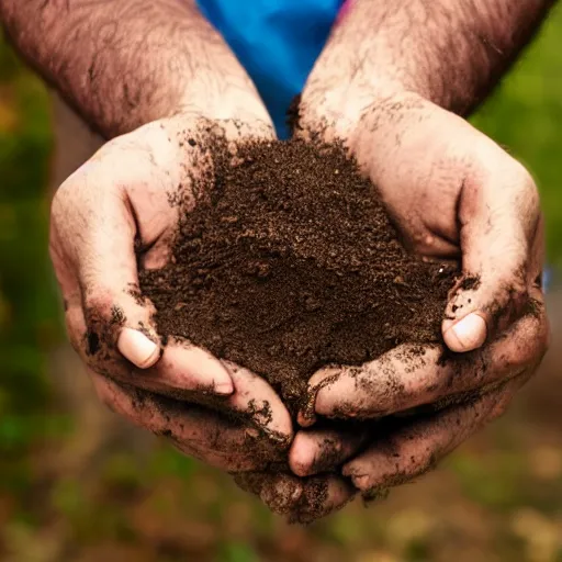 Image similar to man with a handful of dirt in his hand about to put it in his mouth