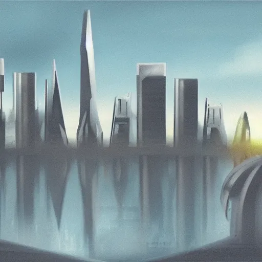 Prompt: A futuristic city skyline inspired by Douglas Trumbull