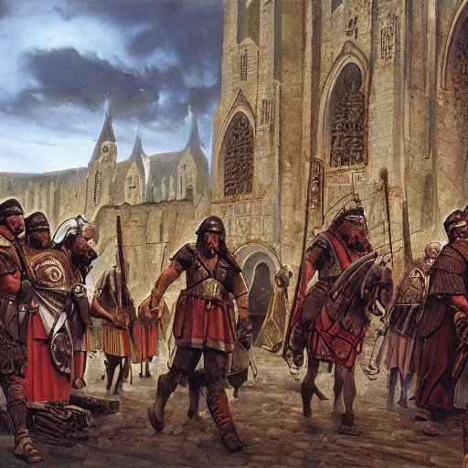 Image similar to dark ages, middle europe, visigoths, franks, by james gurney