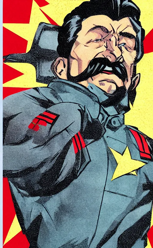 Image similar to A picture of Stalin in X-MEN comic, by Chris Camelot, in 1996, Comic Style, fullHD, trending on artstation, raw