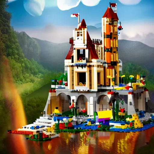 Prompt: LEGO castle, celestia, eden, river, fantasy artwork, award winning, very very very very very very very beautiful scenery, artstation