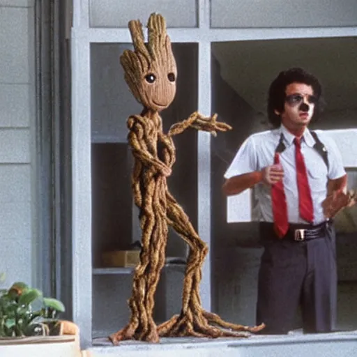 Groot replaces Al Pachino in the film Dog Day | Stable Diffusion