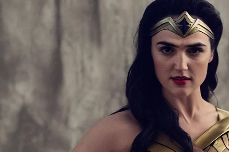 Prompt: portrait of katie mcgrath as wonder woman in a still of wonder woman 1 9 8 4 ( 2 0 2 0 )