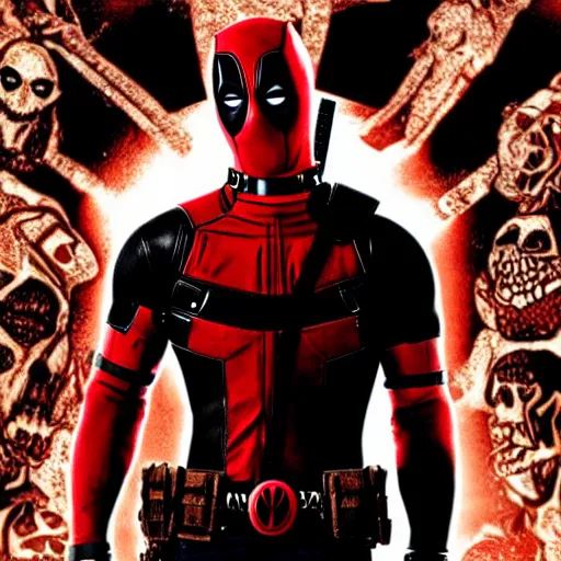 Image similar to deadpool in sons of anarchy 4 k detailed