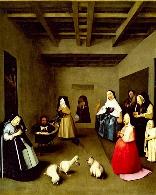 Image similar to Las Meninas by Diego Velázquez painting by Hieronymus Bosch