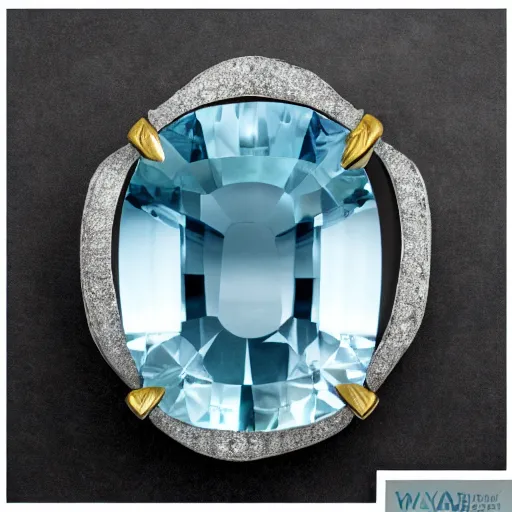 Image similar to Waya Steurbaut holding an aquamarine diamond in the style of waya Steurbaut