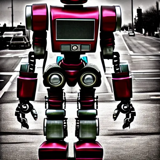 Prompt: a cute big robots. old photography, realistic 8 k, highly detailed, digital art