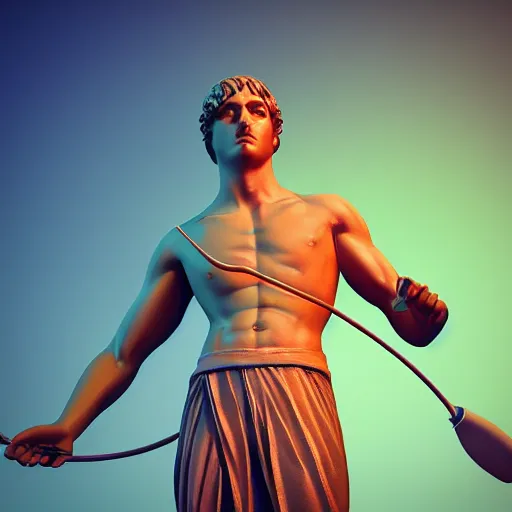 Image similar to The statue of david with a neon ring around the head, in a synthwave, 3d render, 3d art, octane render, highly detailed, artstation