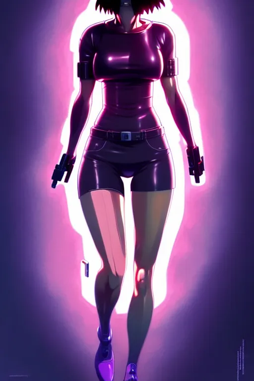 Image similar to a fullbody portrait of motoko kusanagi the major ghost in the shell : : stand alone complex, under repairs, maintenance : : by ilya kuvshinov, rossdraws, artgerm, sola digital arts, anti aliasing, raytracing : :