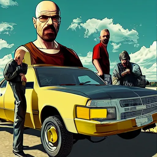 Image similar to Breaking bad, GTA cover art