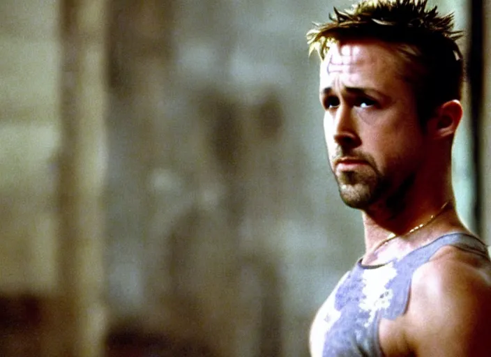 Image similar to film still of Ryan Gosling as Tyler Durden in Fight Club 1999