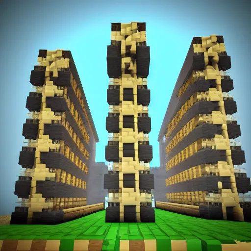 Image similar to blocky Minecraft architecture abstraction depthcore detailed bauhaus by the designers republic