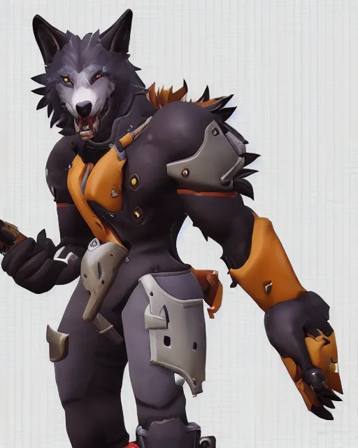 Image similar to wolf anthropomorphic playable hero character in overwatch