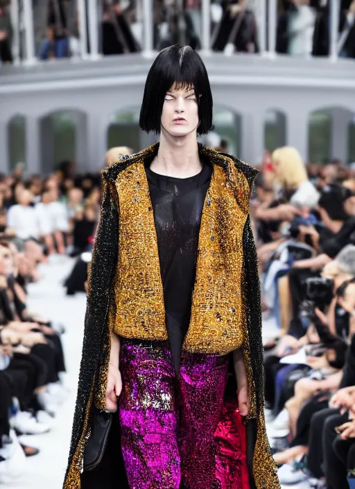 Image similar to hyperrealistic and heavy detailed balenciaga runway show of pinhead, leica sl 2 5 0 mm, vivid color, high quality, high textured, real life