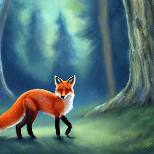 Prompt: beautiful painting of a magical fox in the forest, trending in artstation, artstationHD, artstationHQ, detailed, 4k