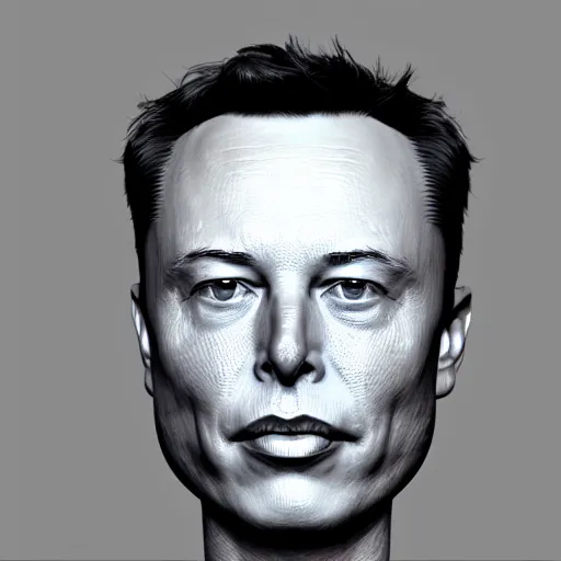 Image similar to elon musk head 3 d model, zbrush, wireframe, retopology, artstation, digital human