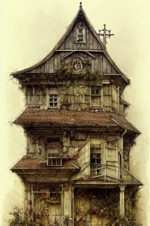 Image similar to (((((a multistory ramshackle Chapel))))) by Jean-Baptiste Monge!!!!!!!!!!!!!!!!!!!!!!!!!!!