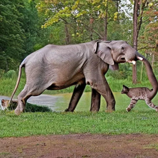 Image similar to mix of cat, fish, deer and elephant