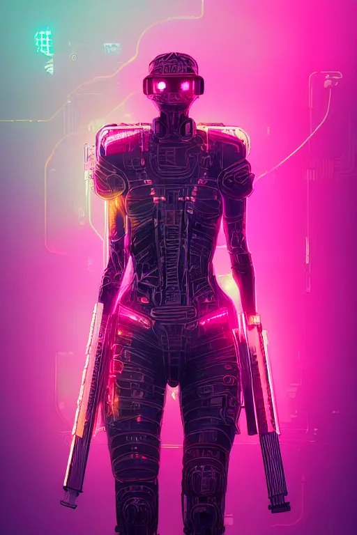Image similar to beautiful cottagecore cyberpunk synthwave warrior, intricate, elegant, concept art, smooth, sharp, focus, pink neon lights, futuristic, cgsociety, in the style of artstation